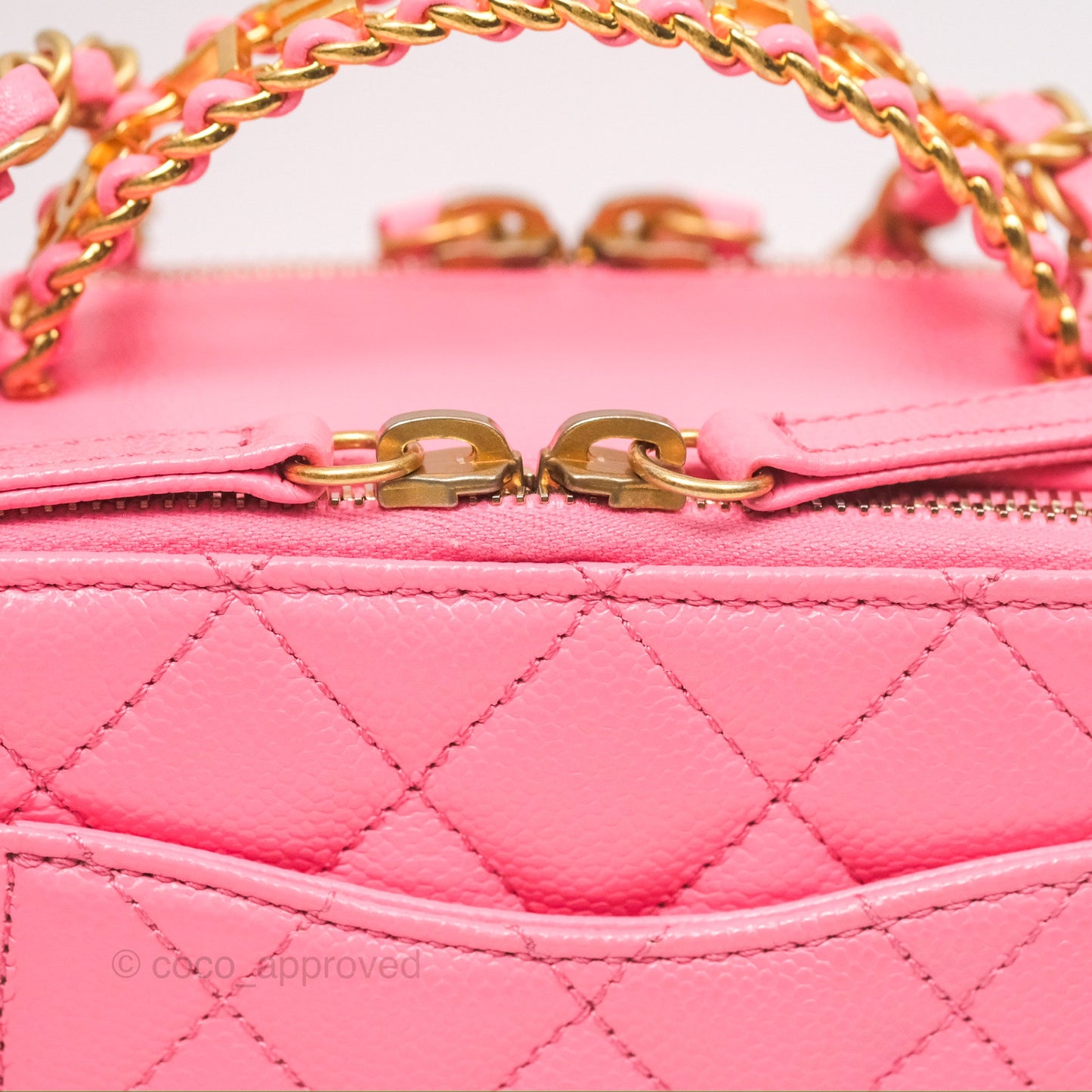 Chanel Caviar Quilted Pick Me Up Small Vanity Case Hot Pink