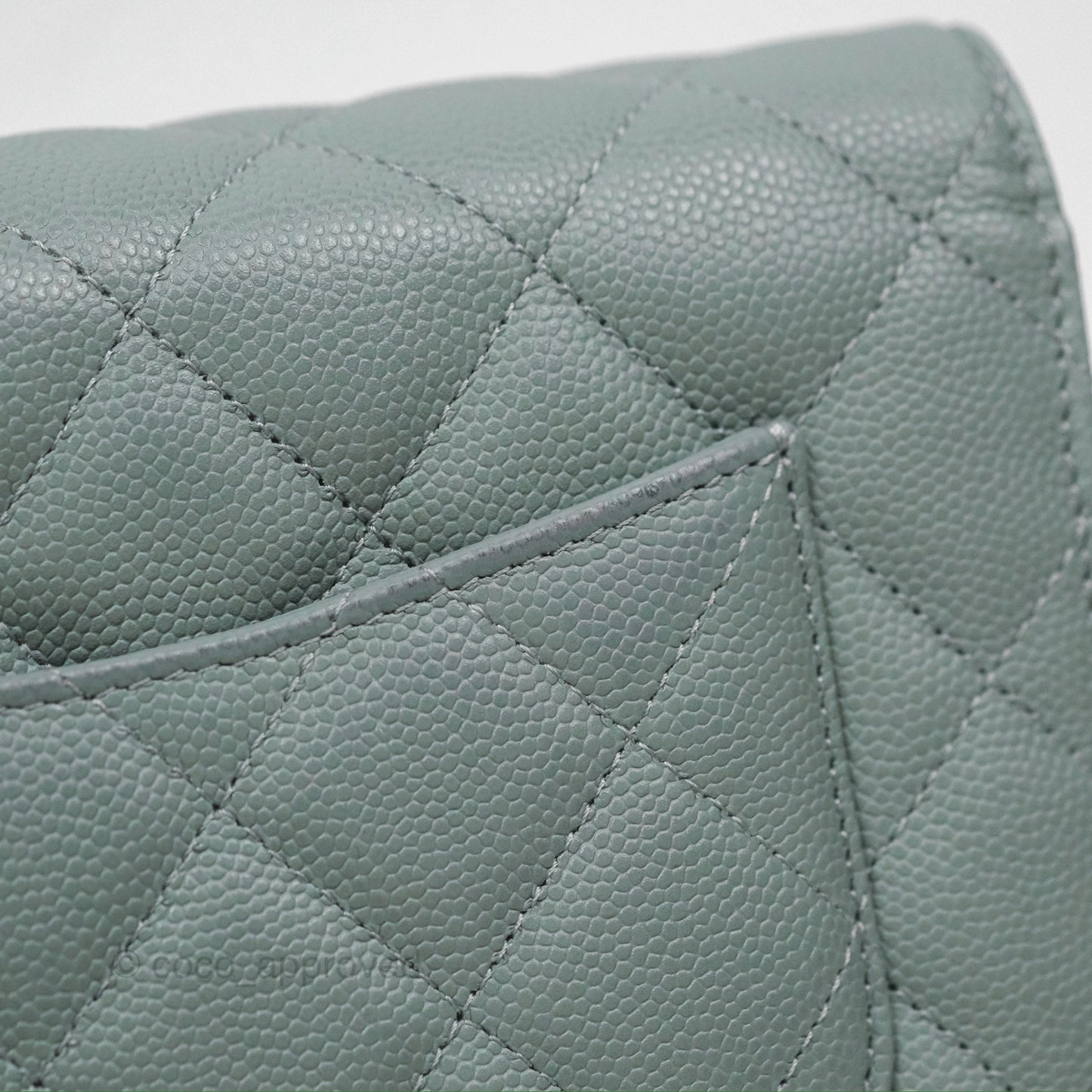Chanel Quilted Classic Wallet on Chain WOC Green Caviar Silver Hardware