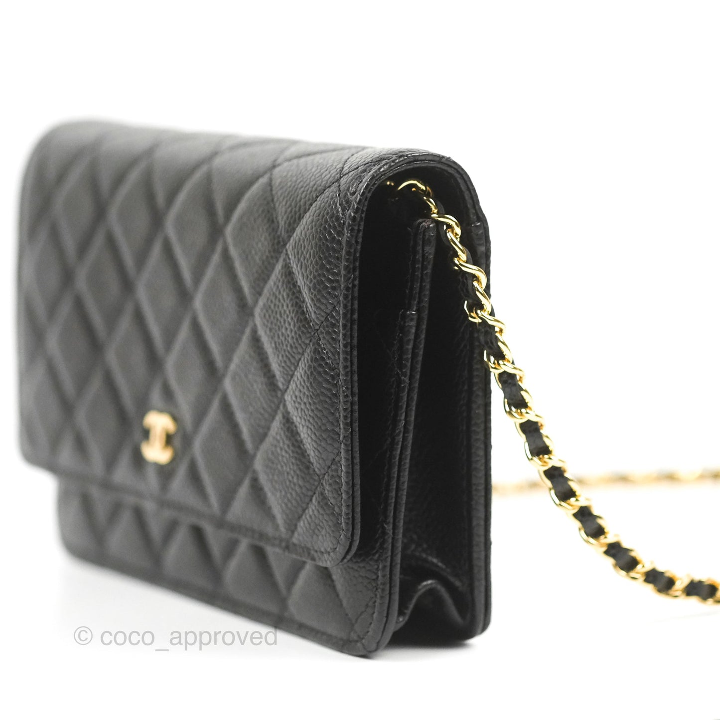 Chanel Quilted WOC Black Caviar Gold Hardware