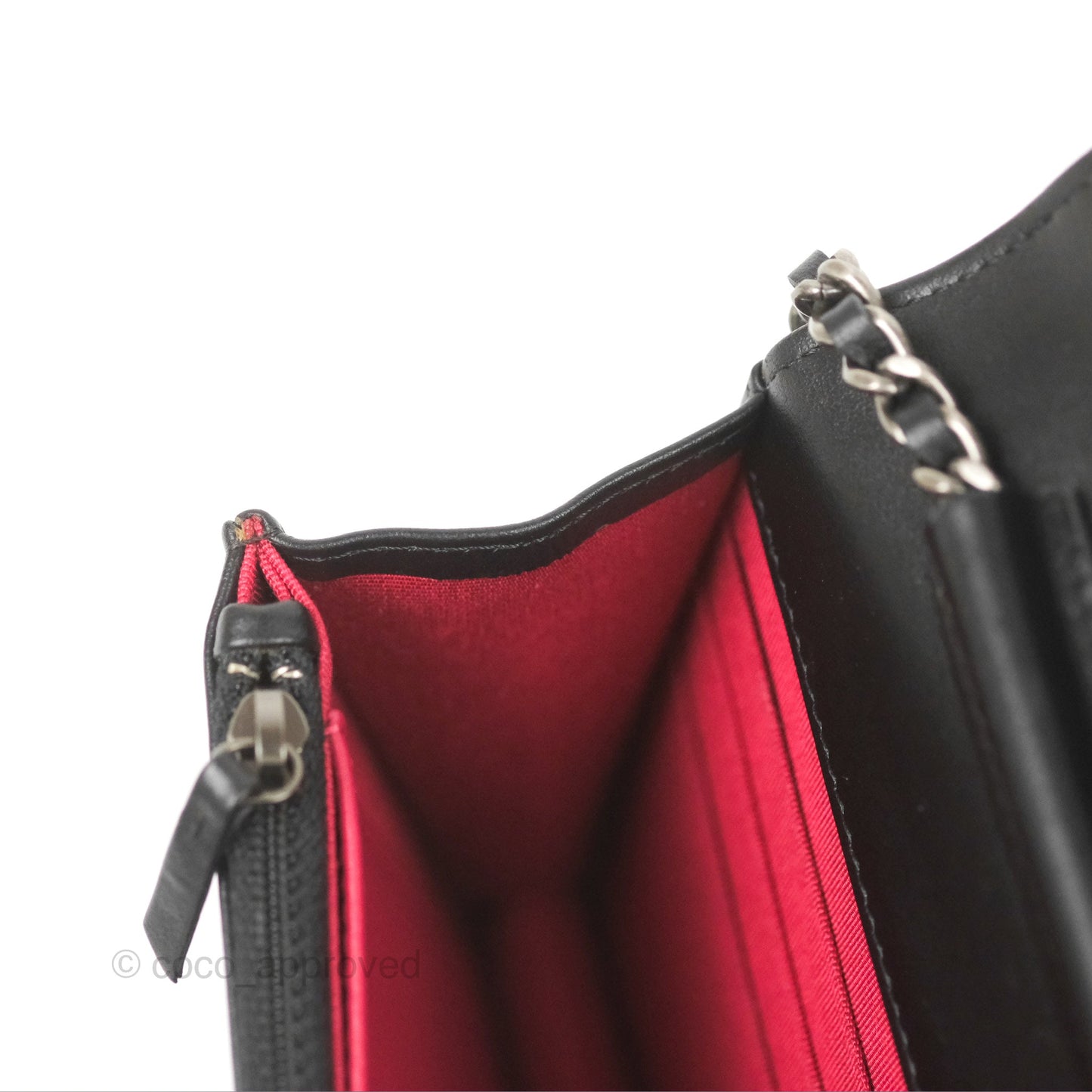 Chanel Chevron Wallet on Chain WOC Black Calfskin Gold Hardware