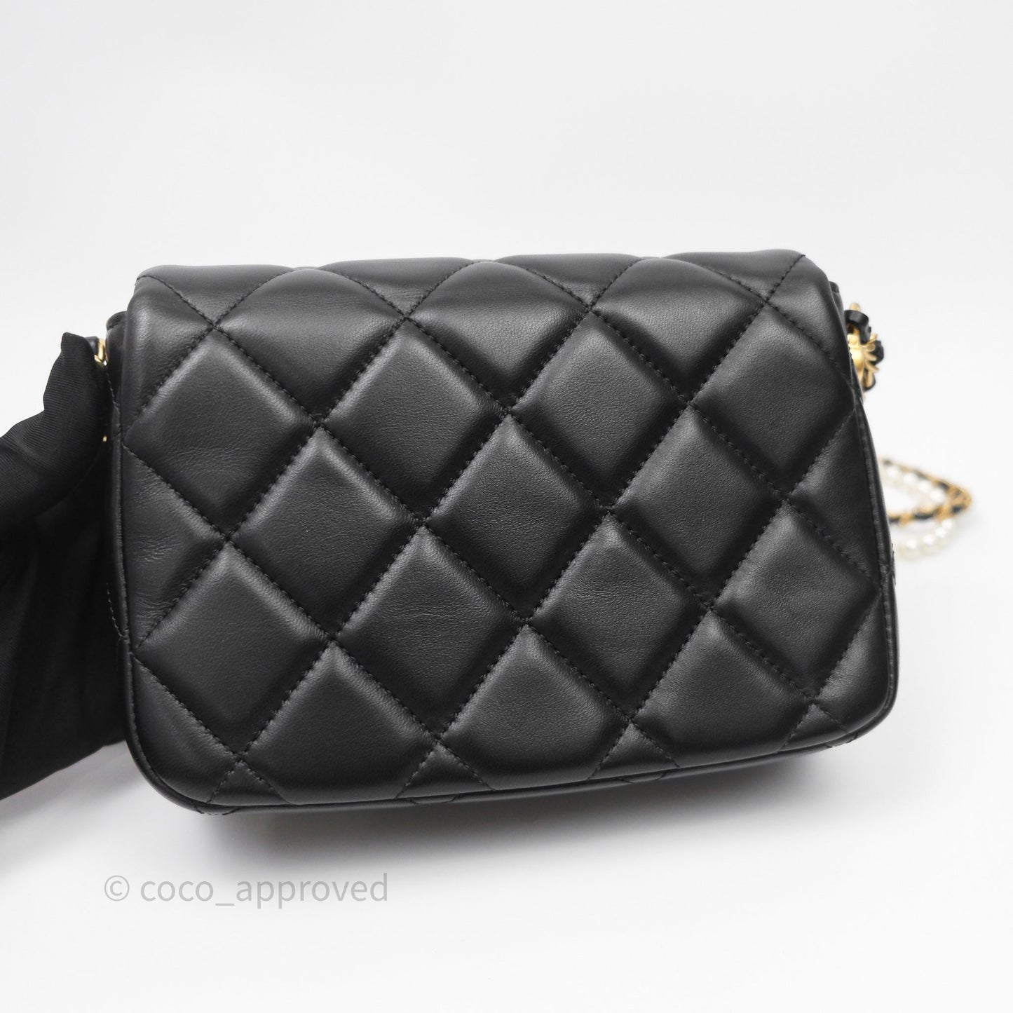 Chanel My Perfect Mini With Pearl Quilted Black Lambskin Gold Hardware