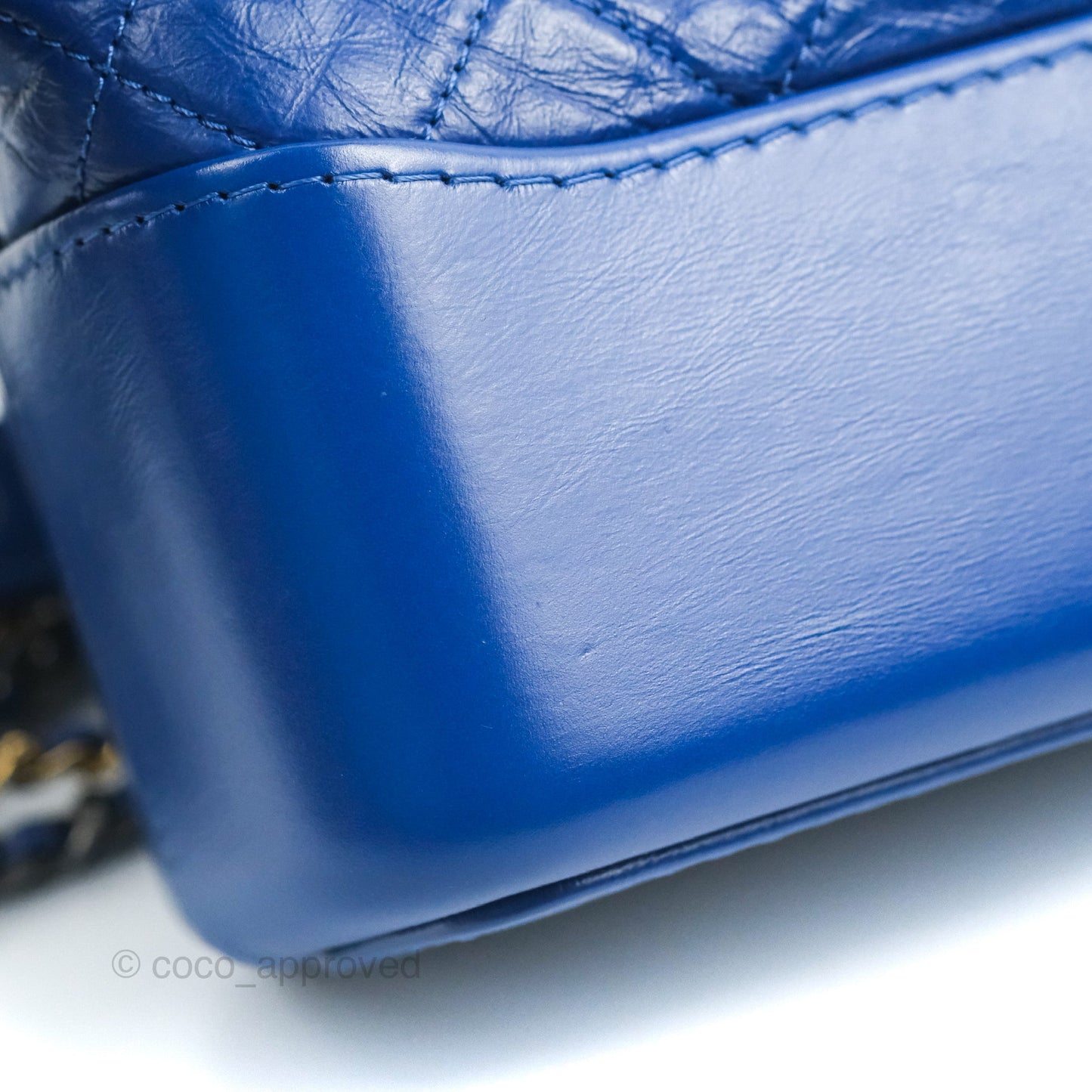 Chanel New Medium Gabrielle Blue Logo Handle Aged Calfskin Mixed Hardware