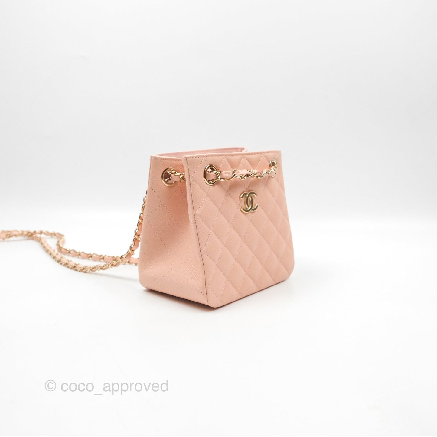 Chanel Mini Bucket Tote Pink Caviar Gold Hardware 22S