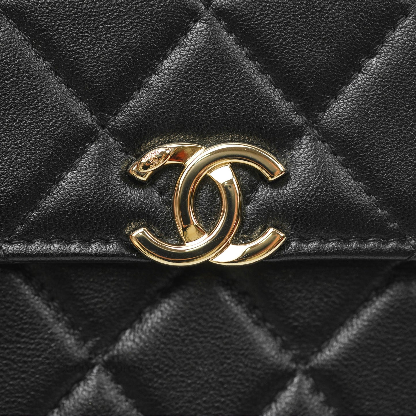 Chanel Top Handle Clutch with Chain Black Lambskin Gold Hardware 22A