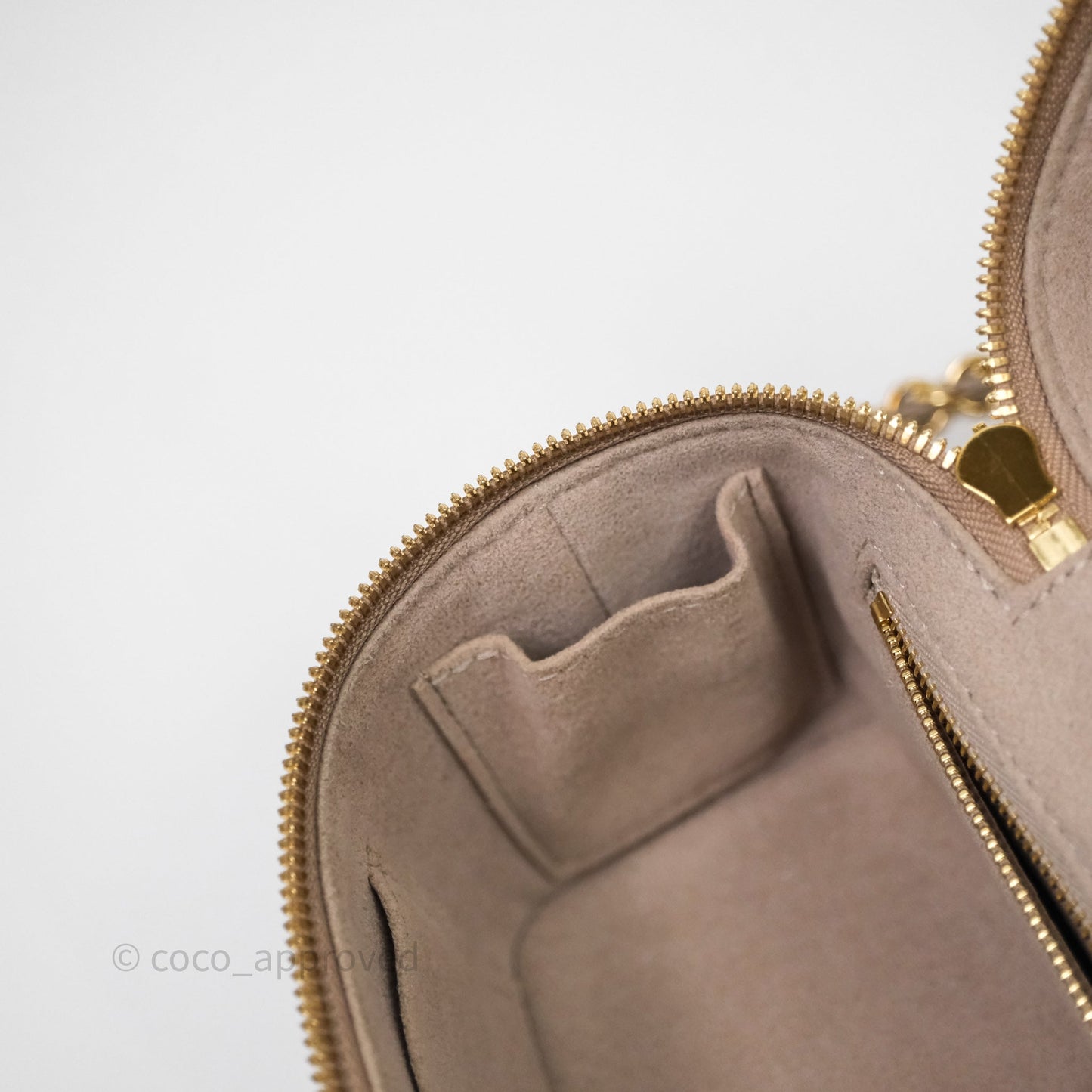 Louis Vuitton Monogram Empreinte Tourterelle Vanity PM Beige Gold Hardware