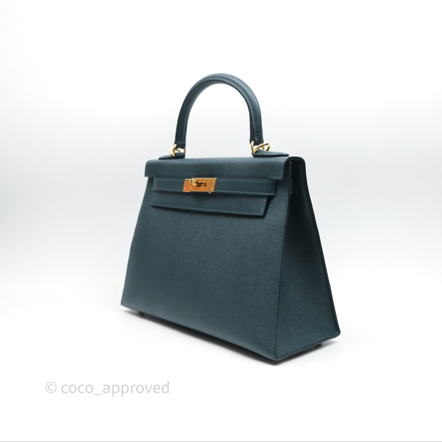 Hermès Kelly 28 Sellier Vert Cypres 6O Epsom Gold Hardware