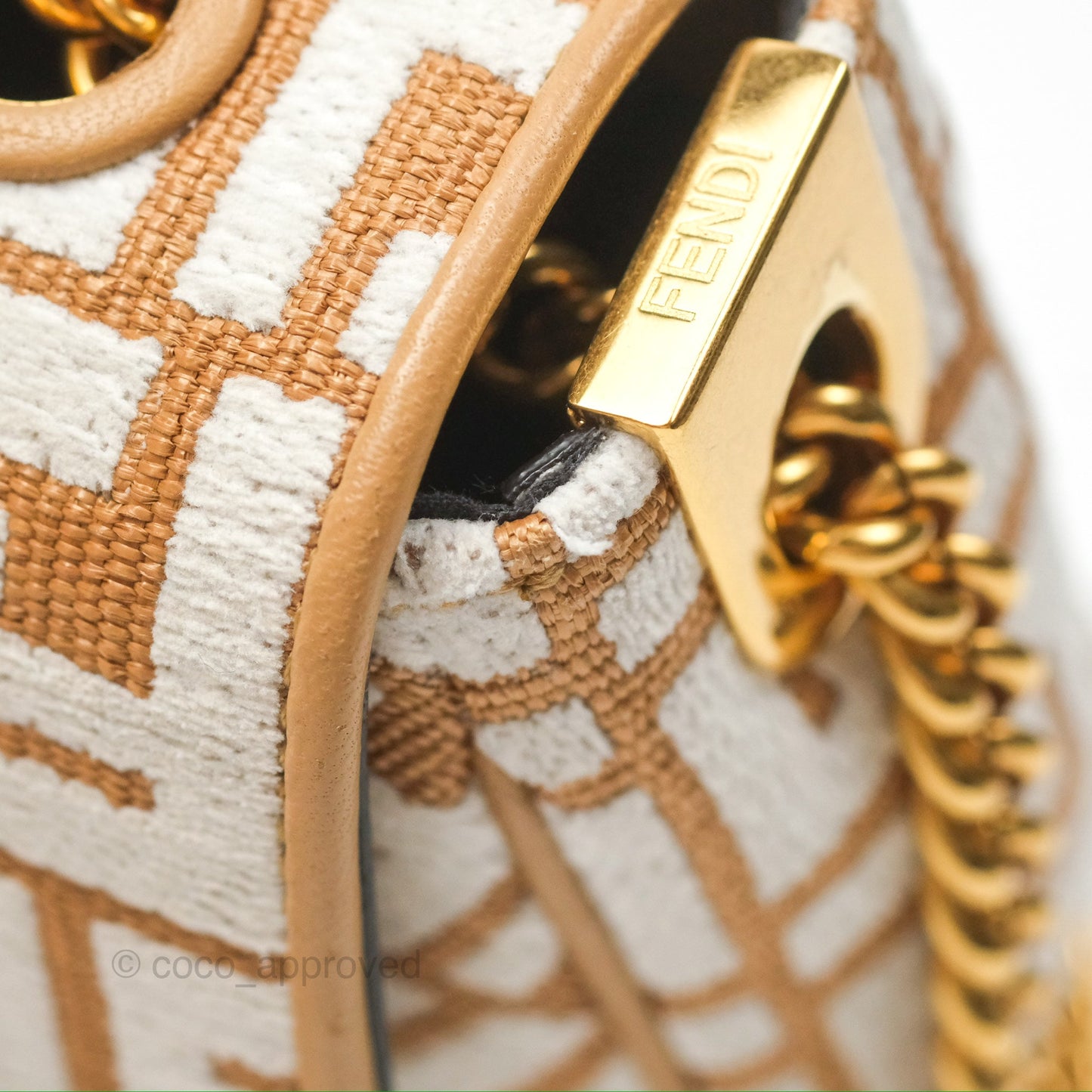 Fendi Baguette Chain Midi Bag Raffia