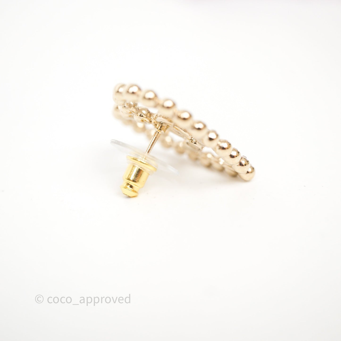Chanel Crystal and Gold Metal CC Heart Earrings 25P