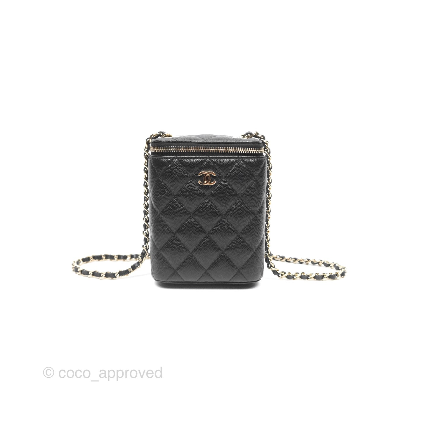 Chanel Classic Mini Vanity With Chain Black Caviar Gold Hardware