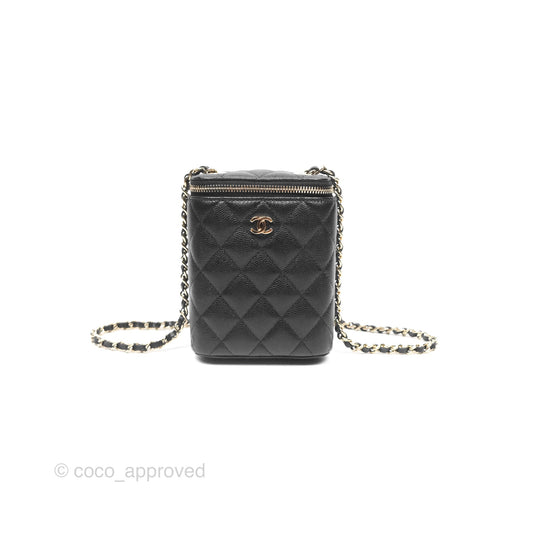 Chanel Classic Mini Vanity With Chain Black Caviar Gold Hardware