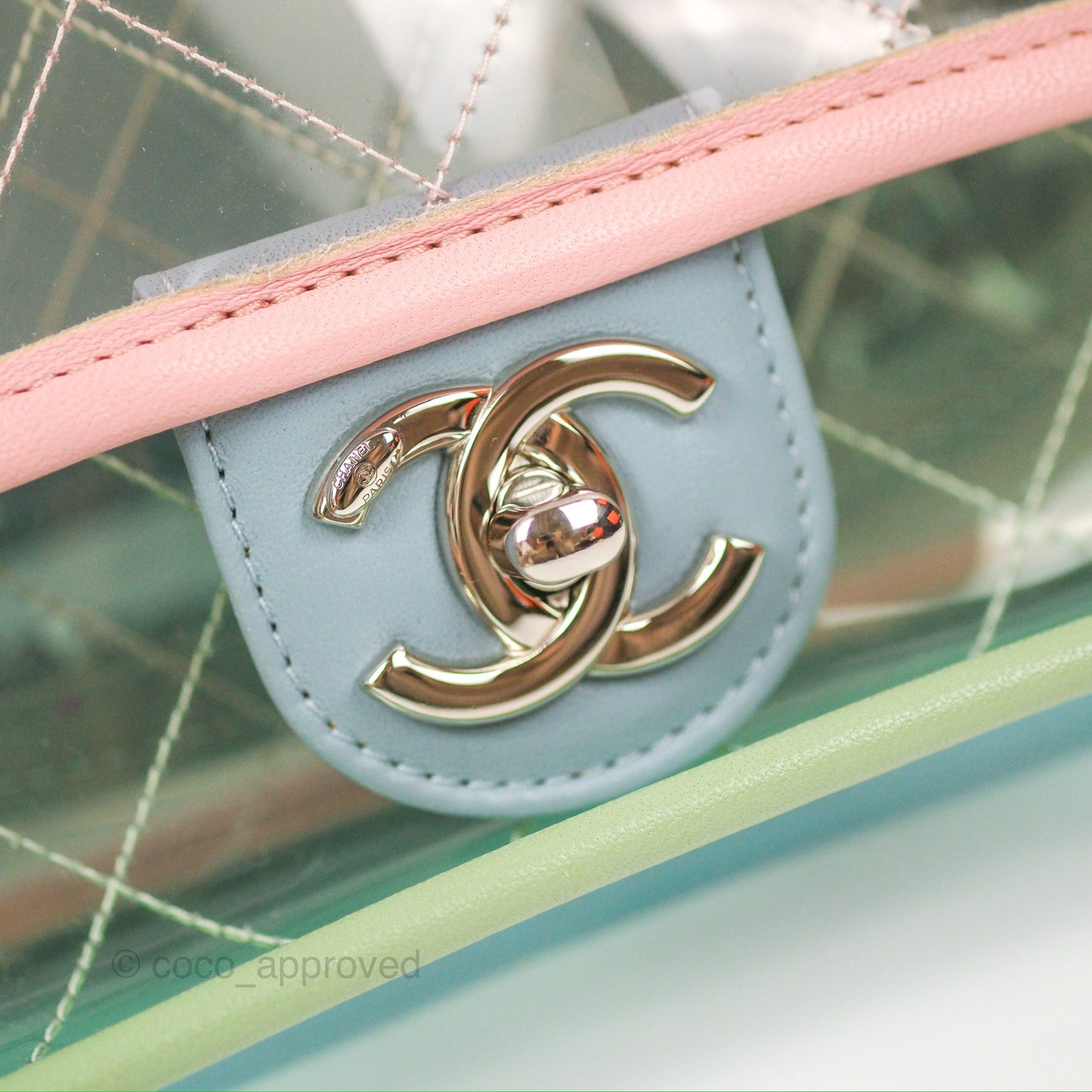Chanel Coco Splash PVC Medium Flap Bag Blue/Green/Pink Silver Hardware