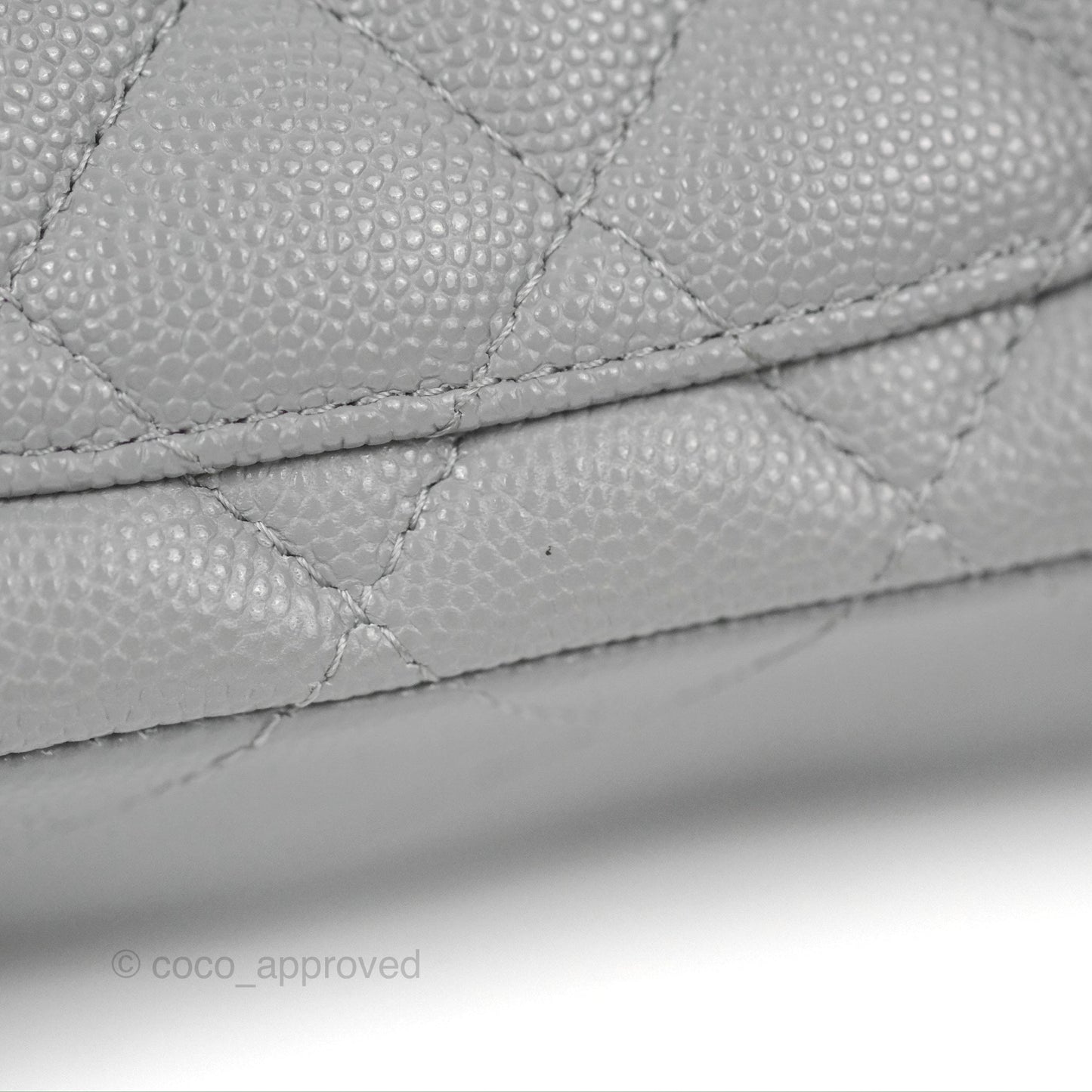 Chanel Small Classic Quilted Flap Grey Caviar Gold Hardware 20C