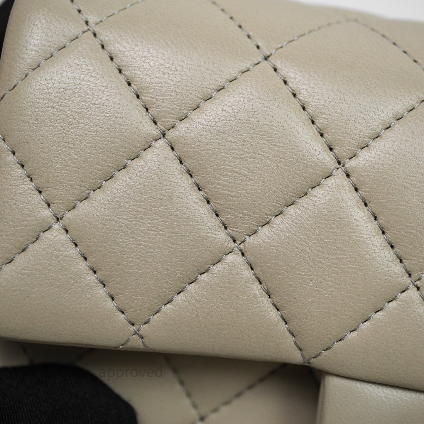 Chanel Mini Rectangular Flap Quilted Light Grey Lambskin Gold Hardware 22C