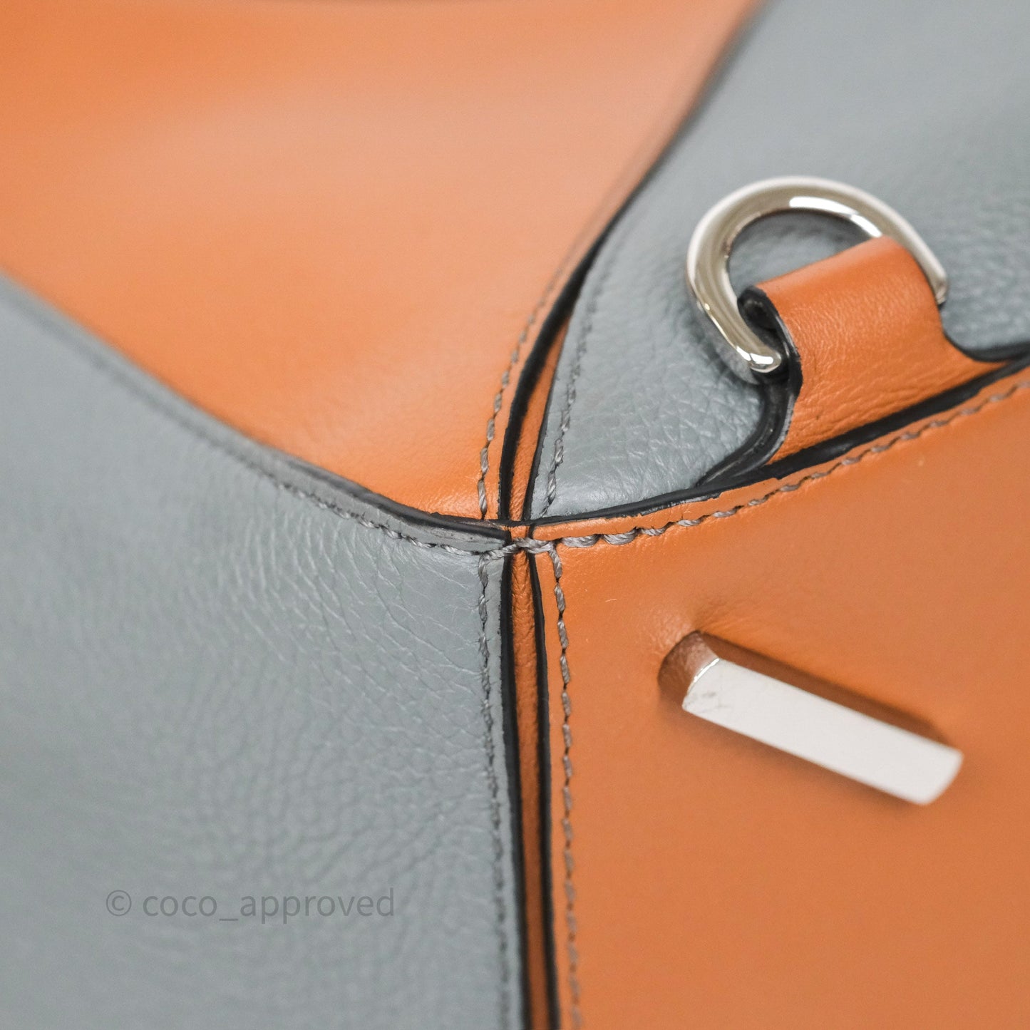 Loewe Medium Puzzle Bag Stone Blue Indigo Tan Calfskin Silver Hardware
