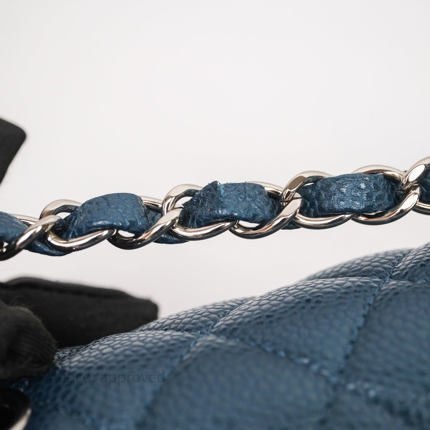 Chanel Classic Medium Flap Quilted Iridescent Teal Caviar Silver Hardware