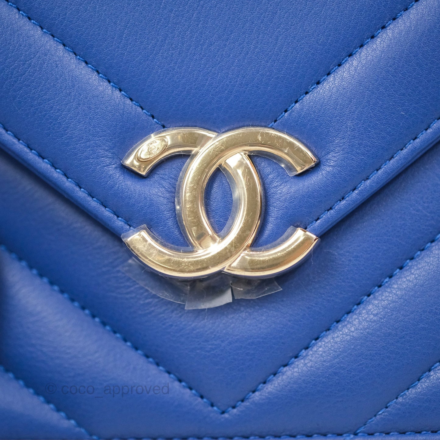 Chanel Chevron Square Envelope Flap Bag Royal Blue 19C