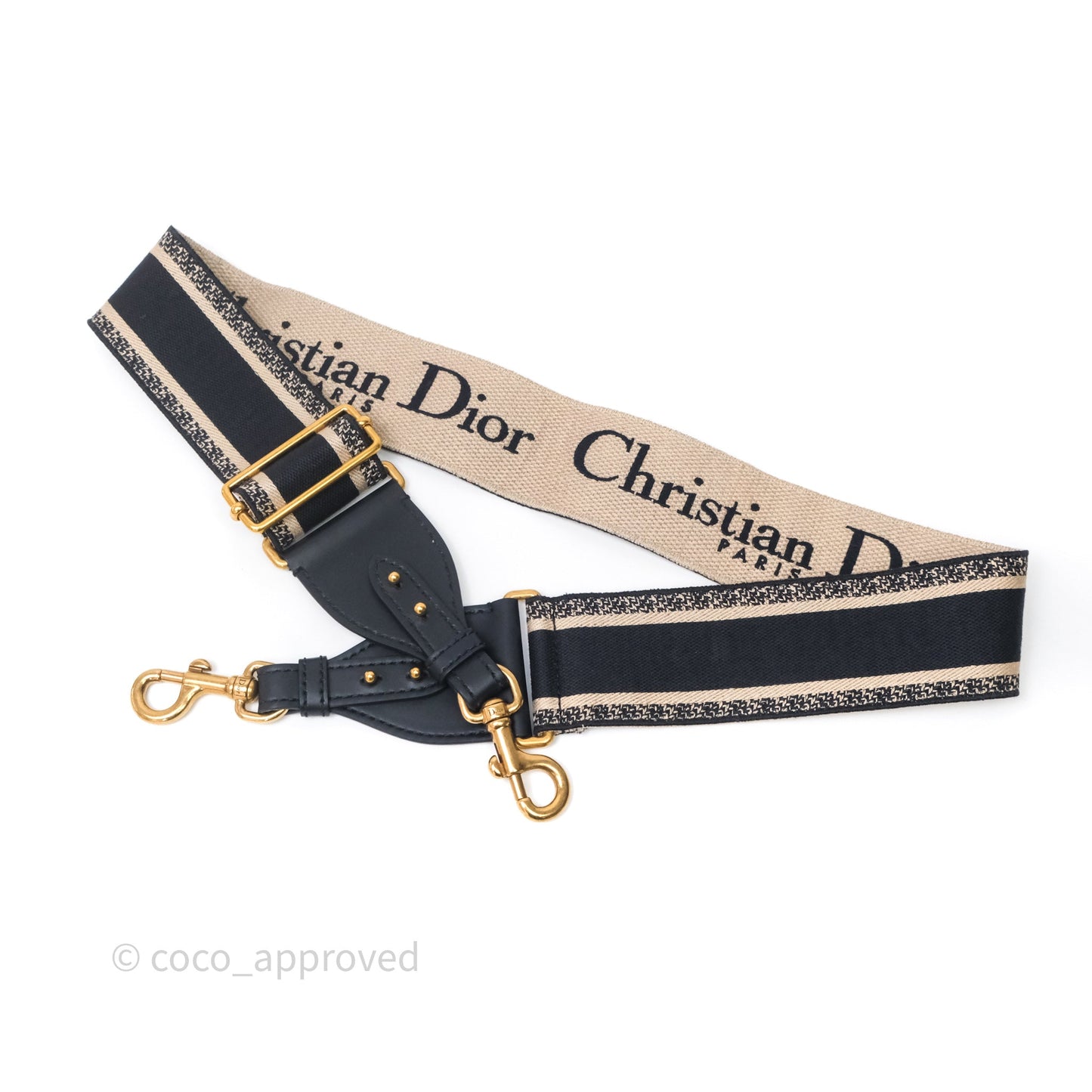 Christian Dior Navy 'Christian Dior Paris' Embroidery Shoulder Strap