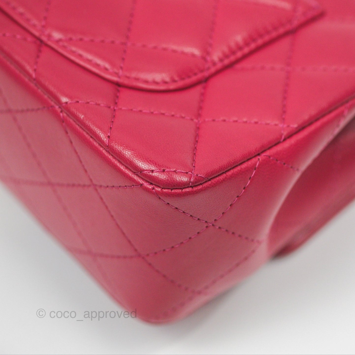 Chanel Top Handle Mini Rectangular Flap Bag Berry Red Lambskin Aged Gold Hardware