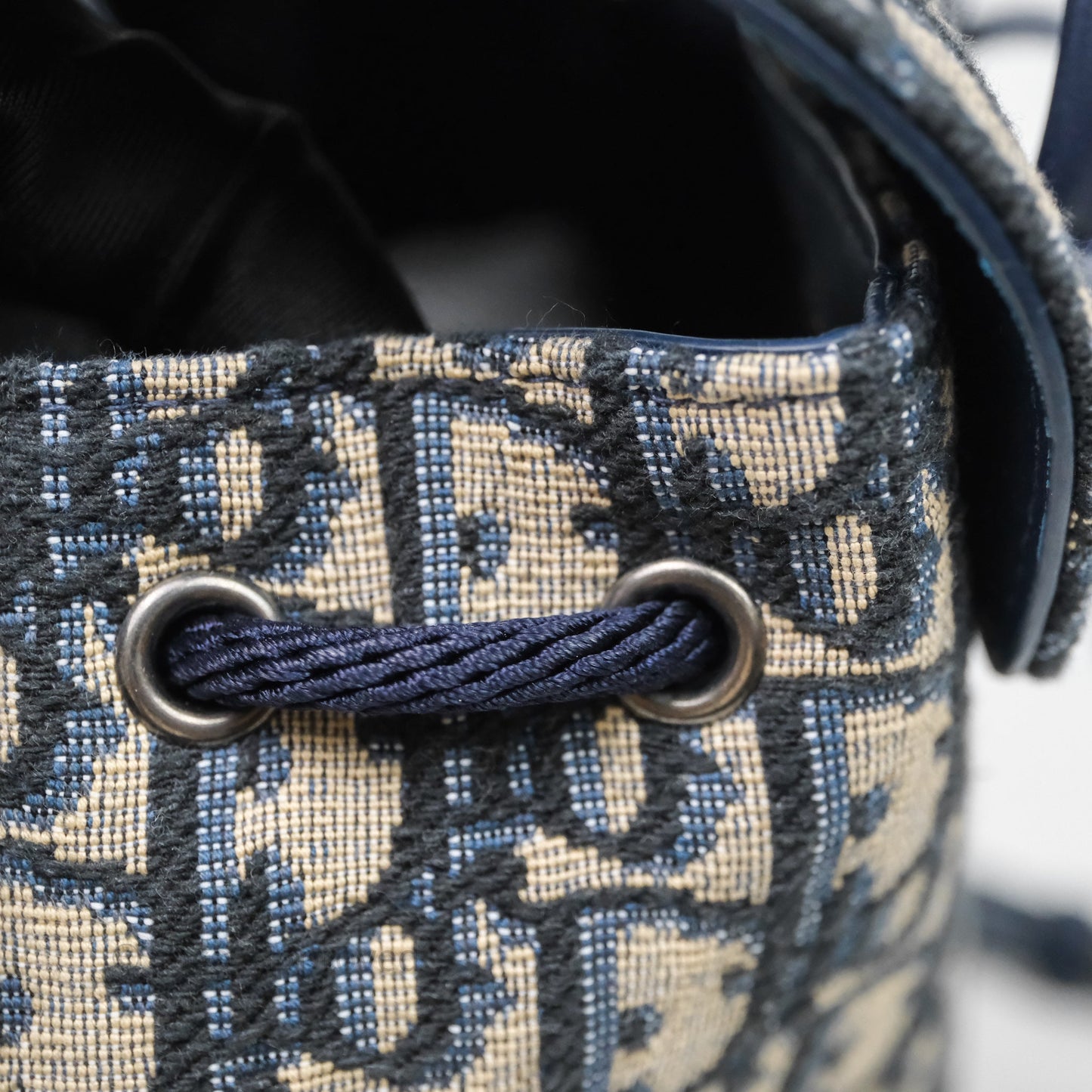 Christian Dior Mini Backpack Oblique Jacquard Beige and Blue
