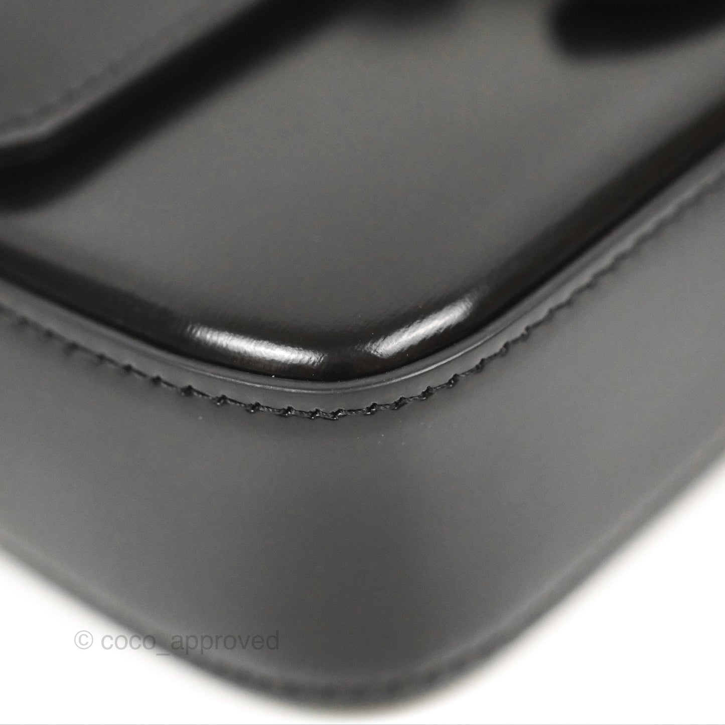 Celine Triomphe Chain Shoulder Bag Black Shiny Calfskin