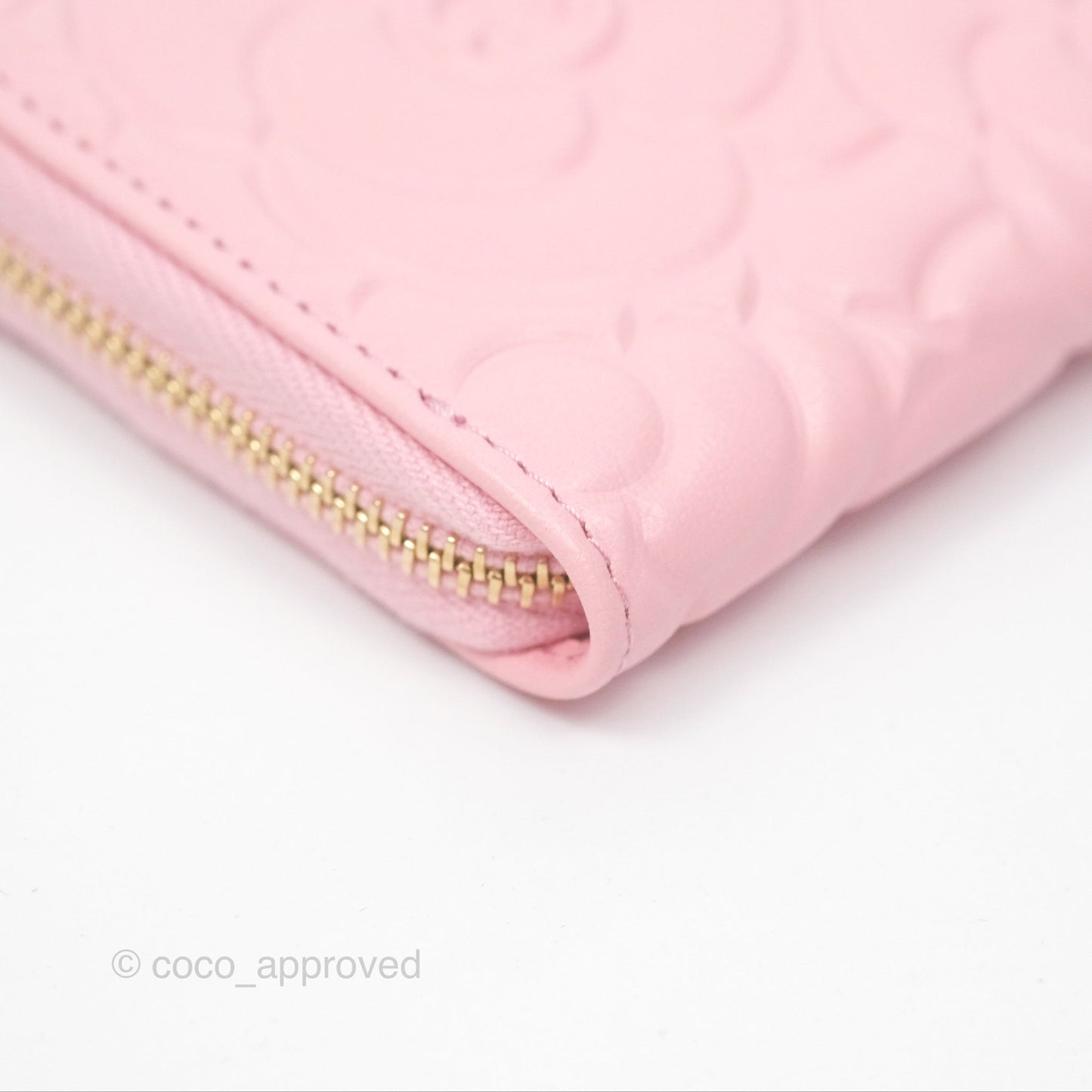 Chanel Key Holder Case Pink Camellia Embossed Lambskin Gold Hardware