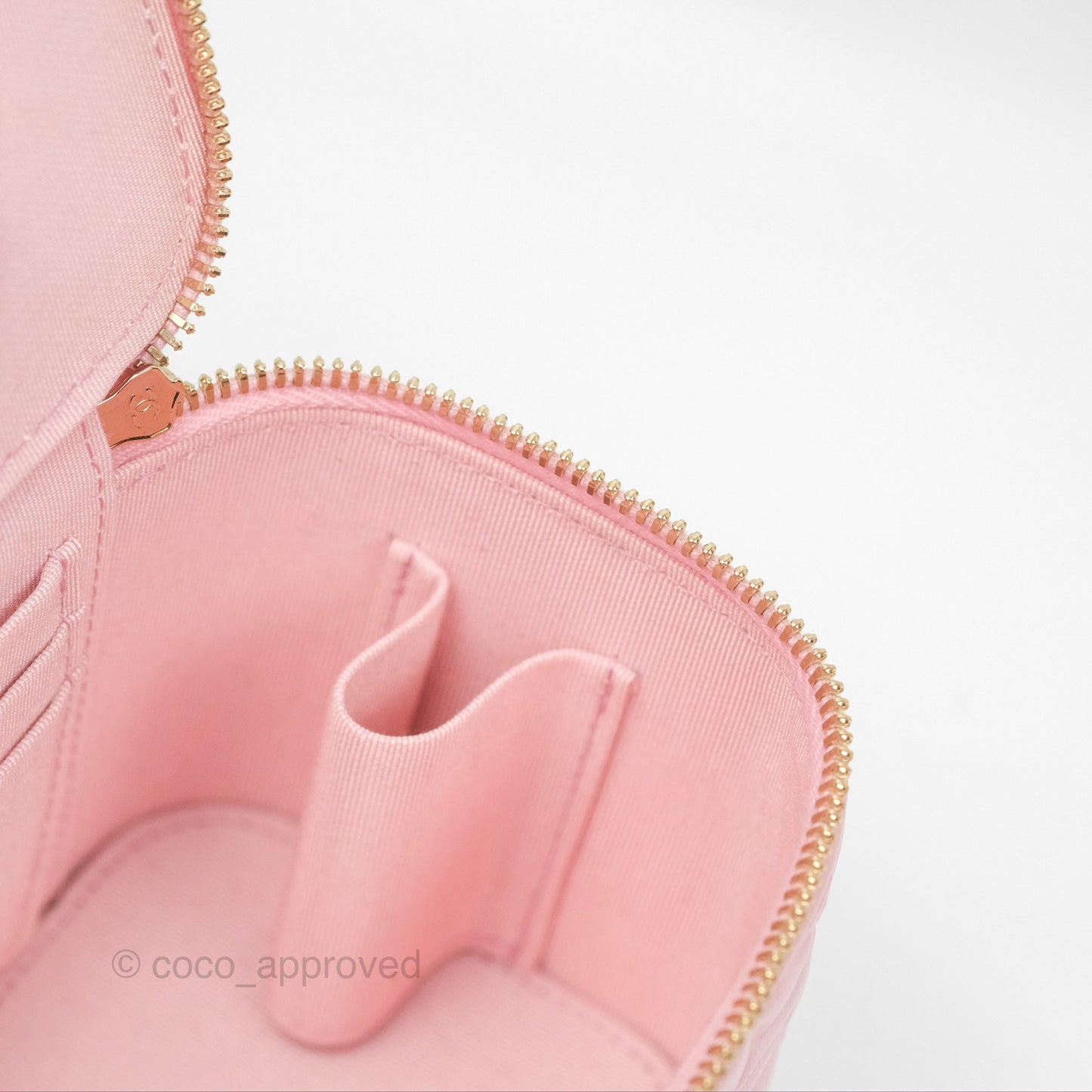 Chanel Vanity with Chain Camellia Embossed Pink Lambskin Gold Hardware