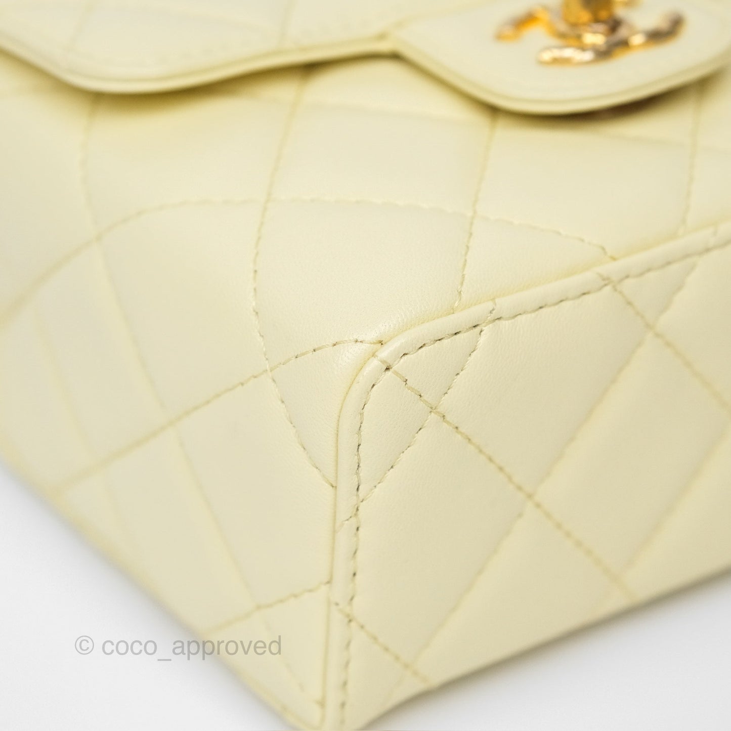 Chanel Crush Top Handle Flap Bag Yellow Lambskin Aged Gold Hardware