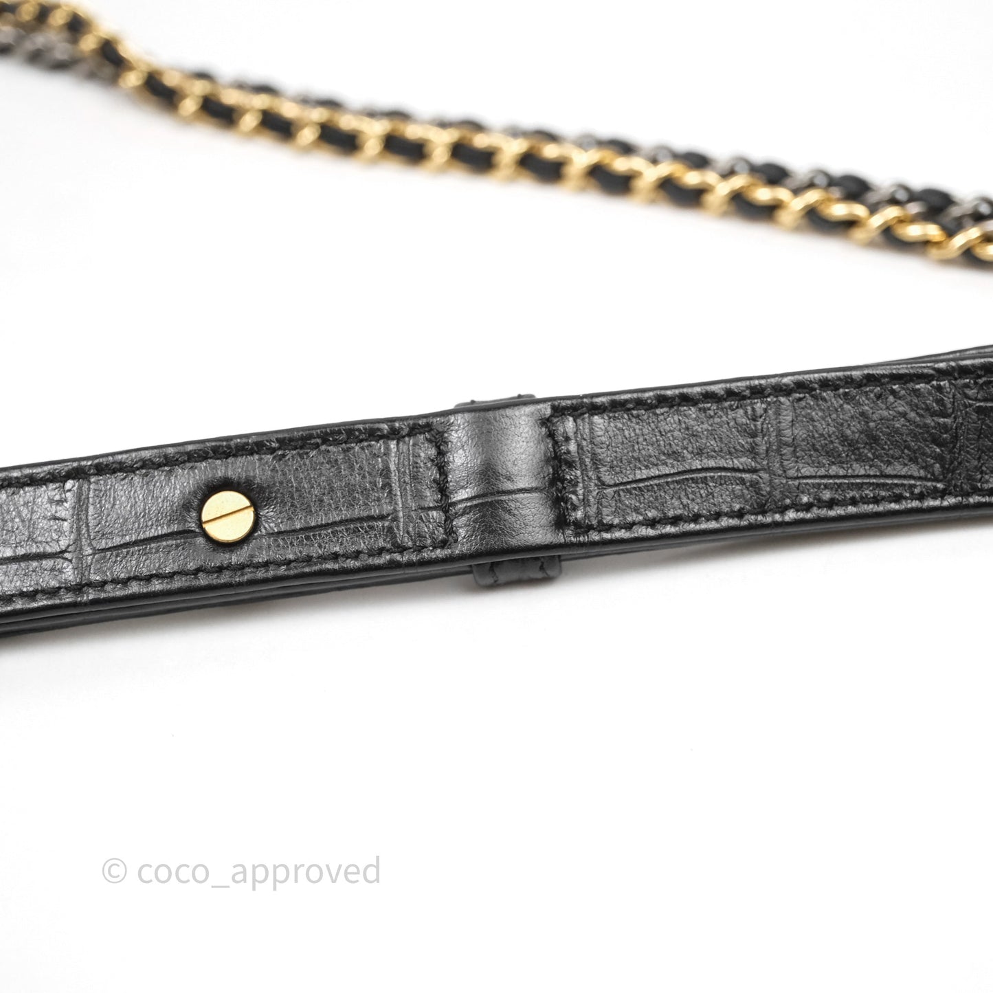 Chanel Crocodile Embossed Calfskin Small Gabrielle Cocodile Hobo Black