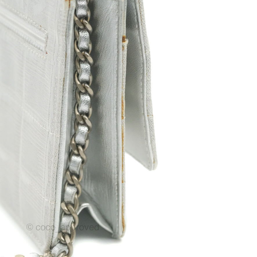 Chanel Vintage Wallet on Chain Silver Ice Cube Fabric