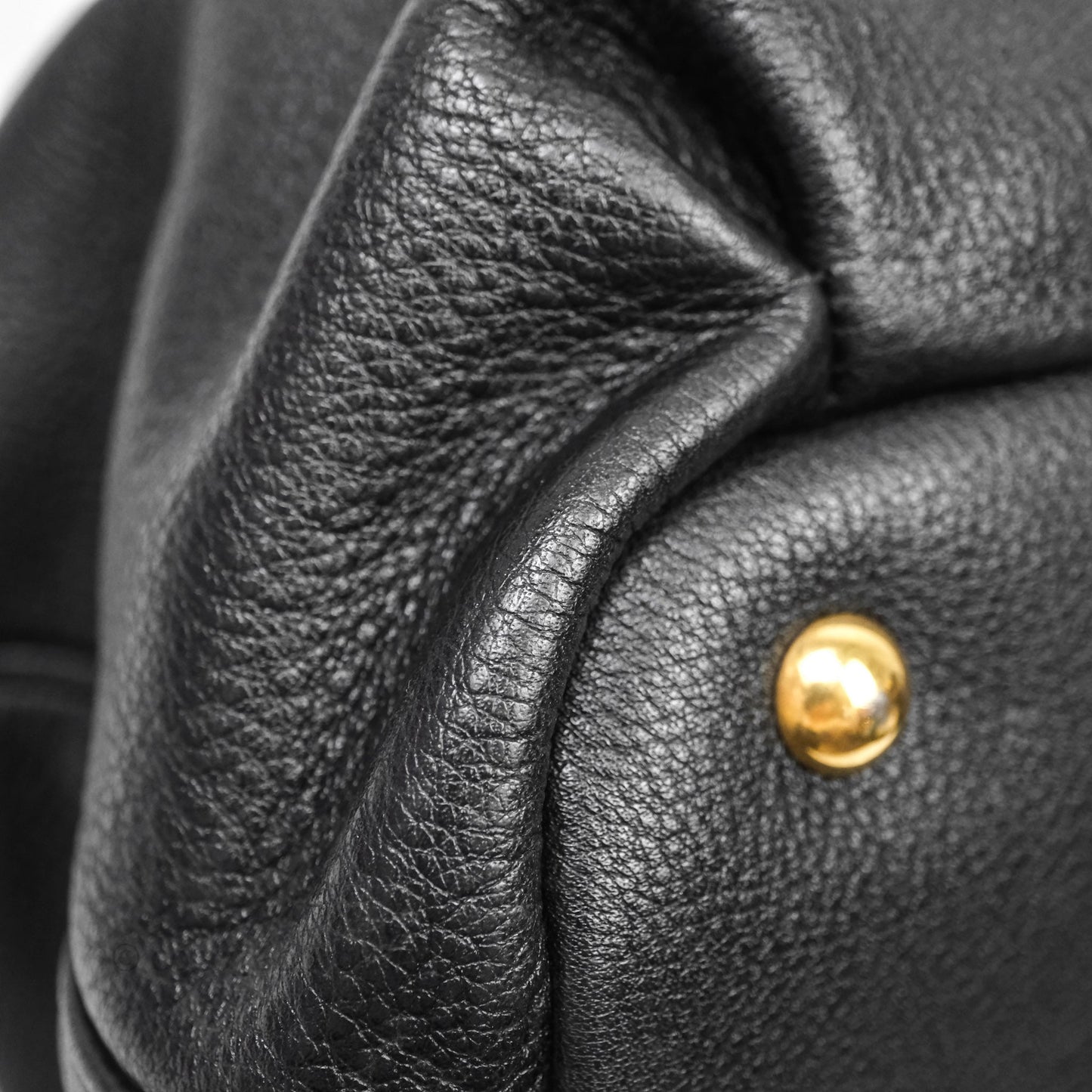 Miu Miu Vitello Tote Bag Black Gold Hardware