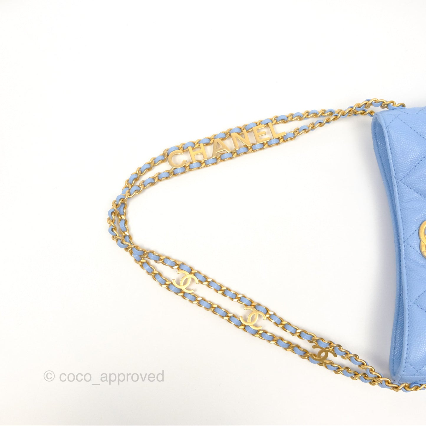 Chanel Small CC Chain Hobo Caviar Blue Aged Gold Hardware