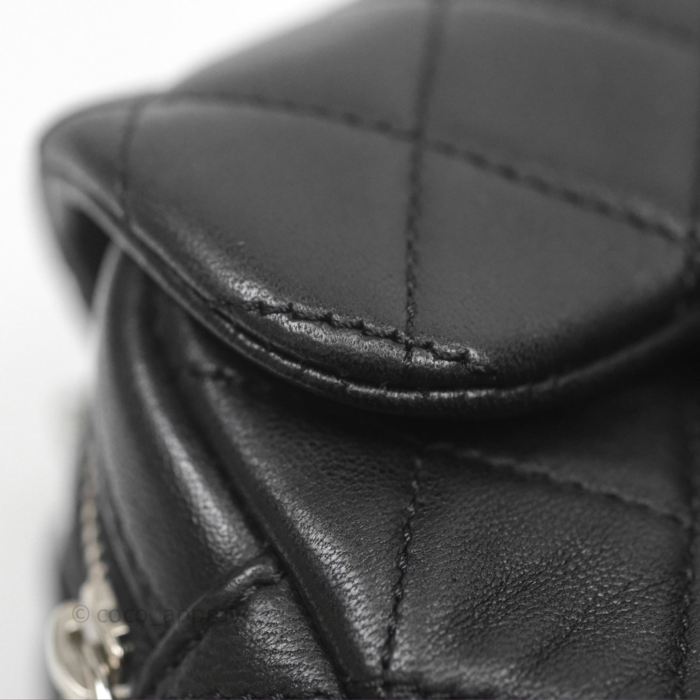 Chanel Mini Quilted Double Pouch Bag Lambskin Sliver Hardware