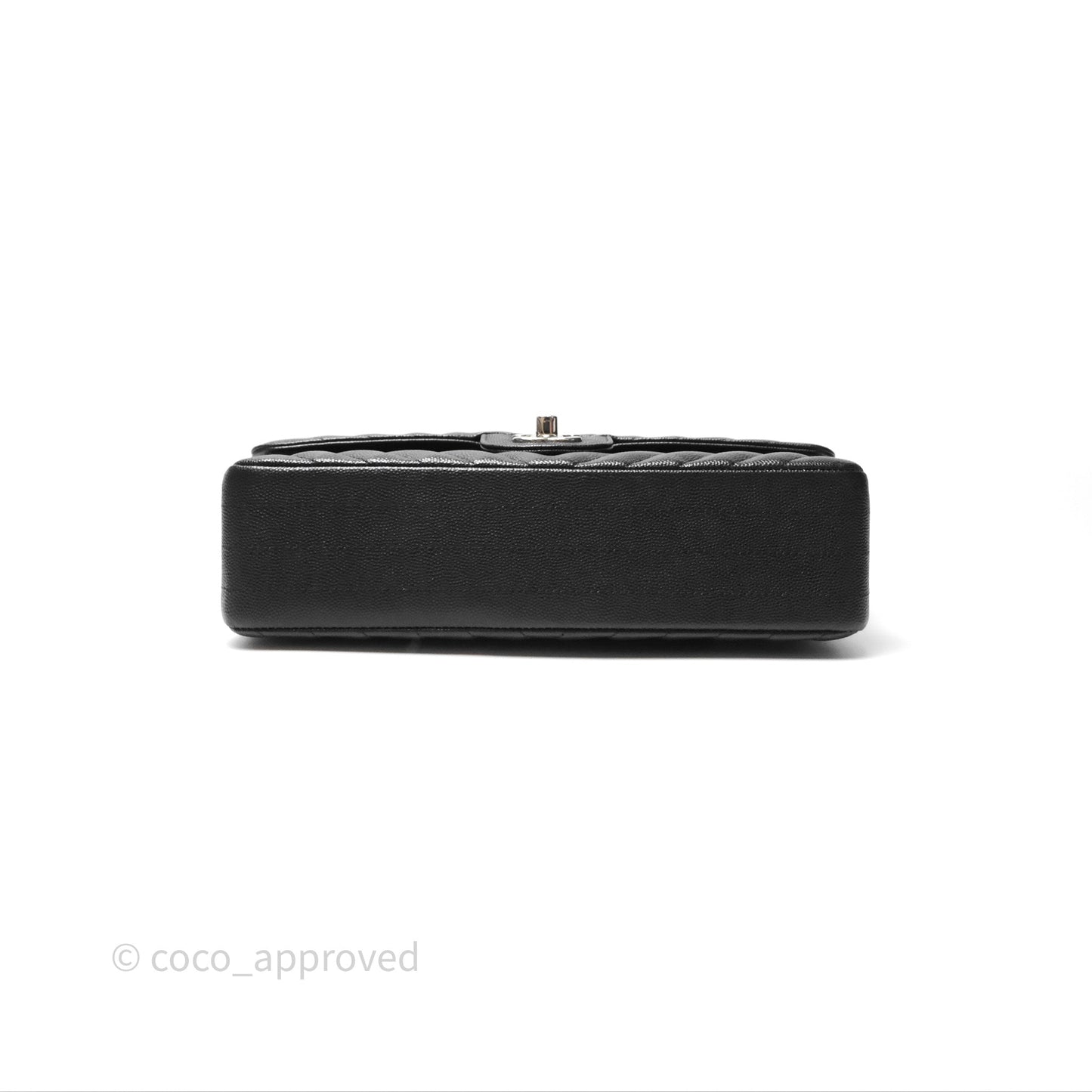 Chanel Classic M/L Medium Flap Chevron Black Caviar Silver Hardware