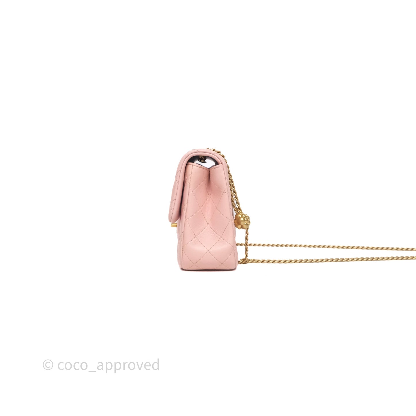 Chanel Quilted Flap Bag With Camellia Adjustable Lambskin Pink Aged Gold Hardware