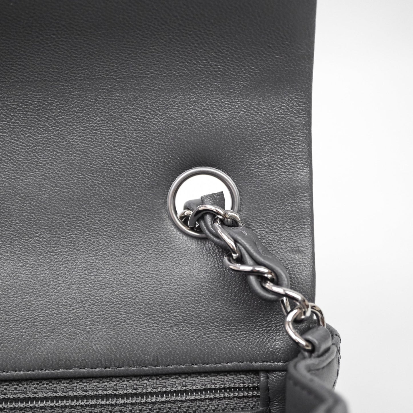 Chanel Quilted Mini Rectangular Dark Grey Lambskin Silver Hardware