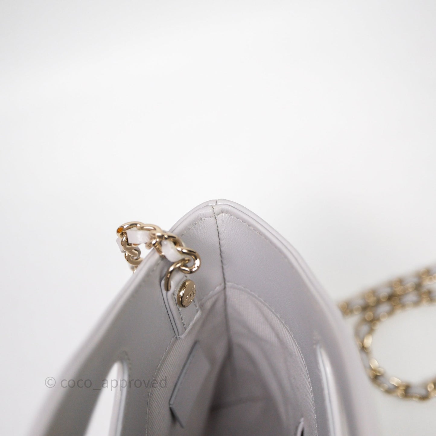 Chanel Nano 31 Grey Shiny Lambskin Gold Hardware
