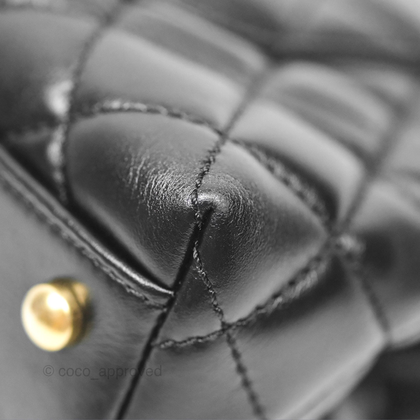 Chanel Small Coco Handle Quilted Black Calfskin Aged Gold Hardware
