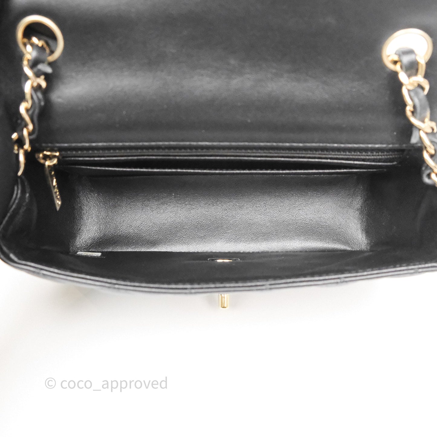 Chanel Mini Rectangular Quilted Black Lambskin Gold Hardware