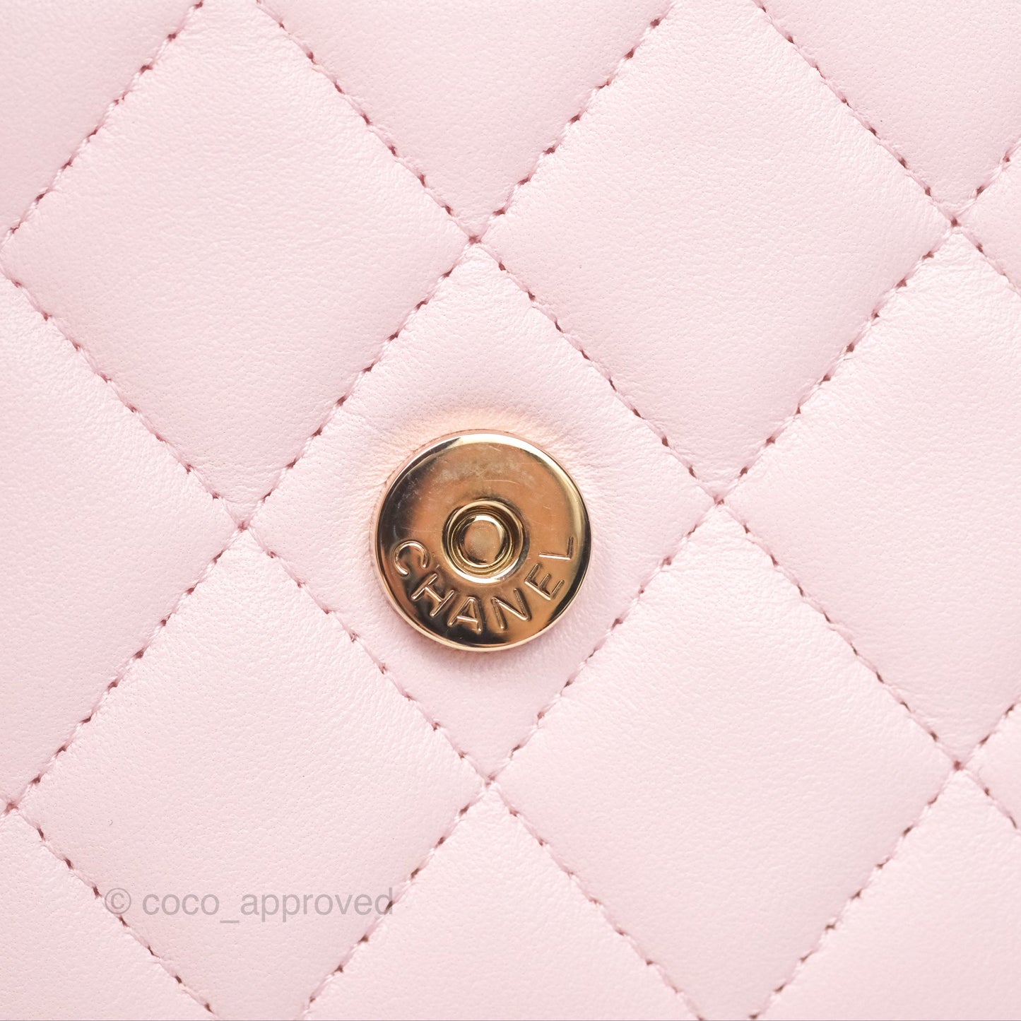 Chanel Wallet On Chain WOC Pearl Chain Iridescent Light Pink Lambskin Gold Hardware