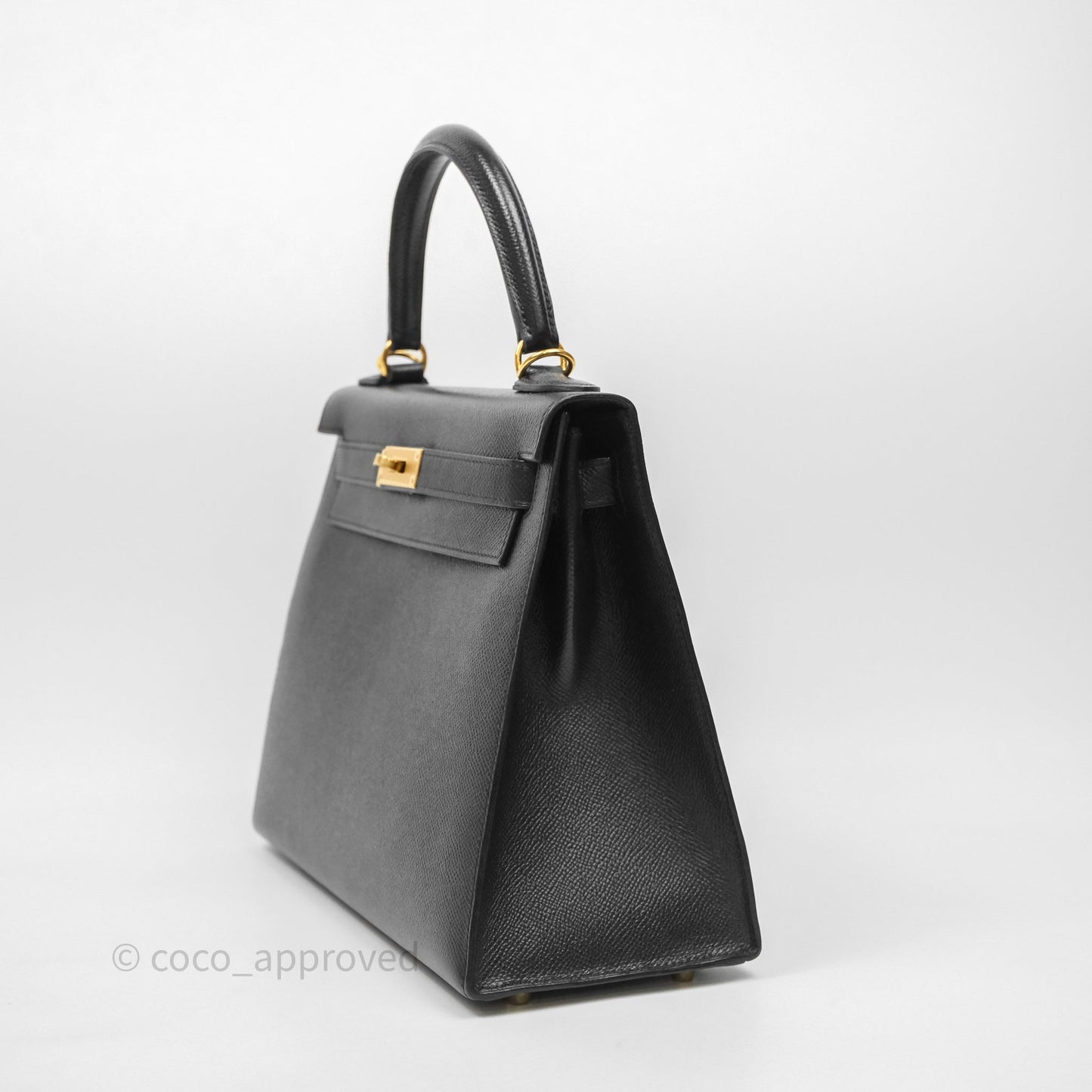 Hermès Kelly 28 Sellier Black Noir 89 Epsom Gold Hardware