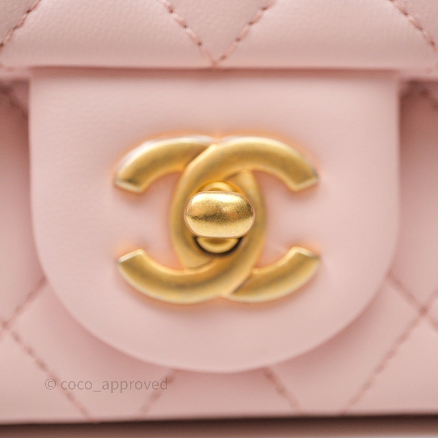 Chanel Mini Rectangular Pearl Crush Baby Pink Lambskin Aged Gold Hardware