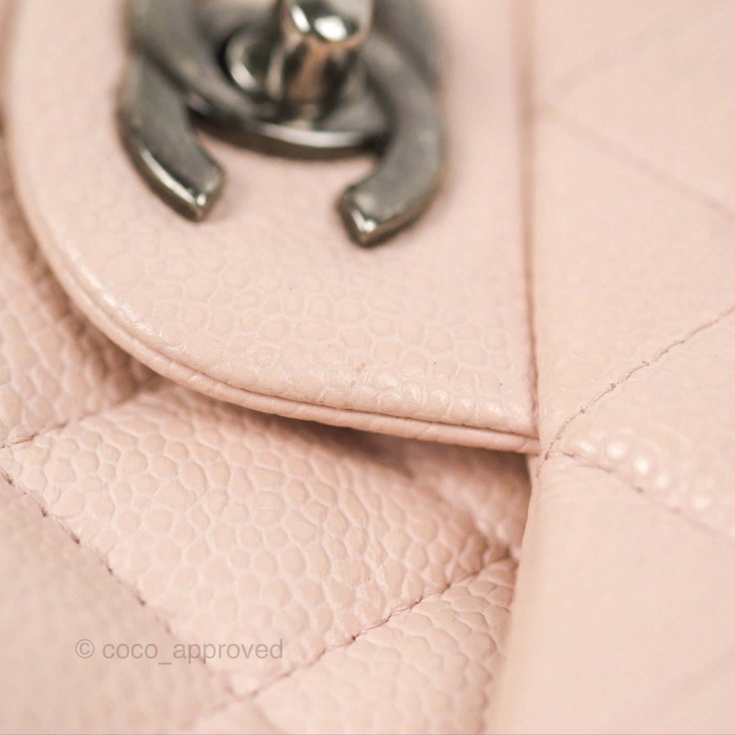 Chanel Quilted Mini Square Flap Pale Pink Caviar Ruthenium Hardware