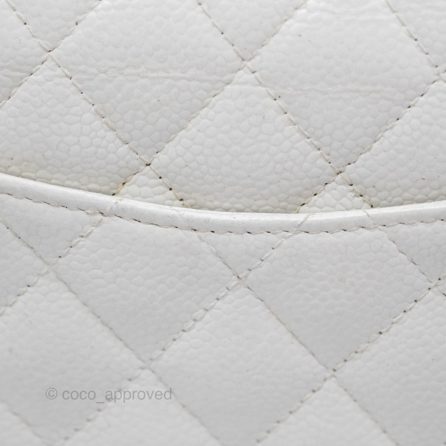Chanel Classic M/L Medium Double Flap White Caviar Silver Hardware