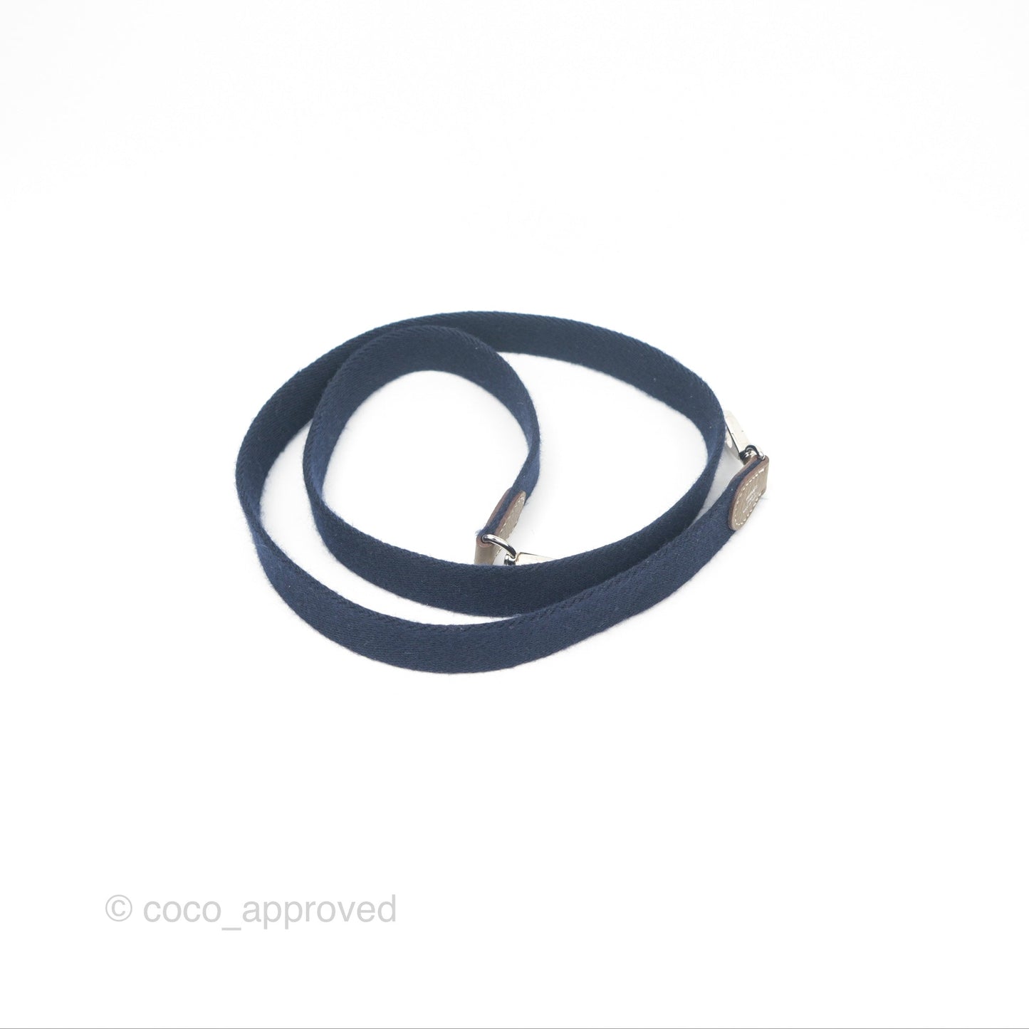 Hermès Mini Evelyne Etoupe Clemence Palladium Hardware with Bleu Indigo Strap