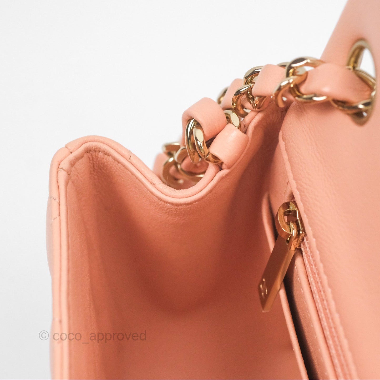 Chanel Quilted Mini Square Lambskin Light Beige Pink Gold Hardware