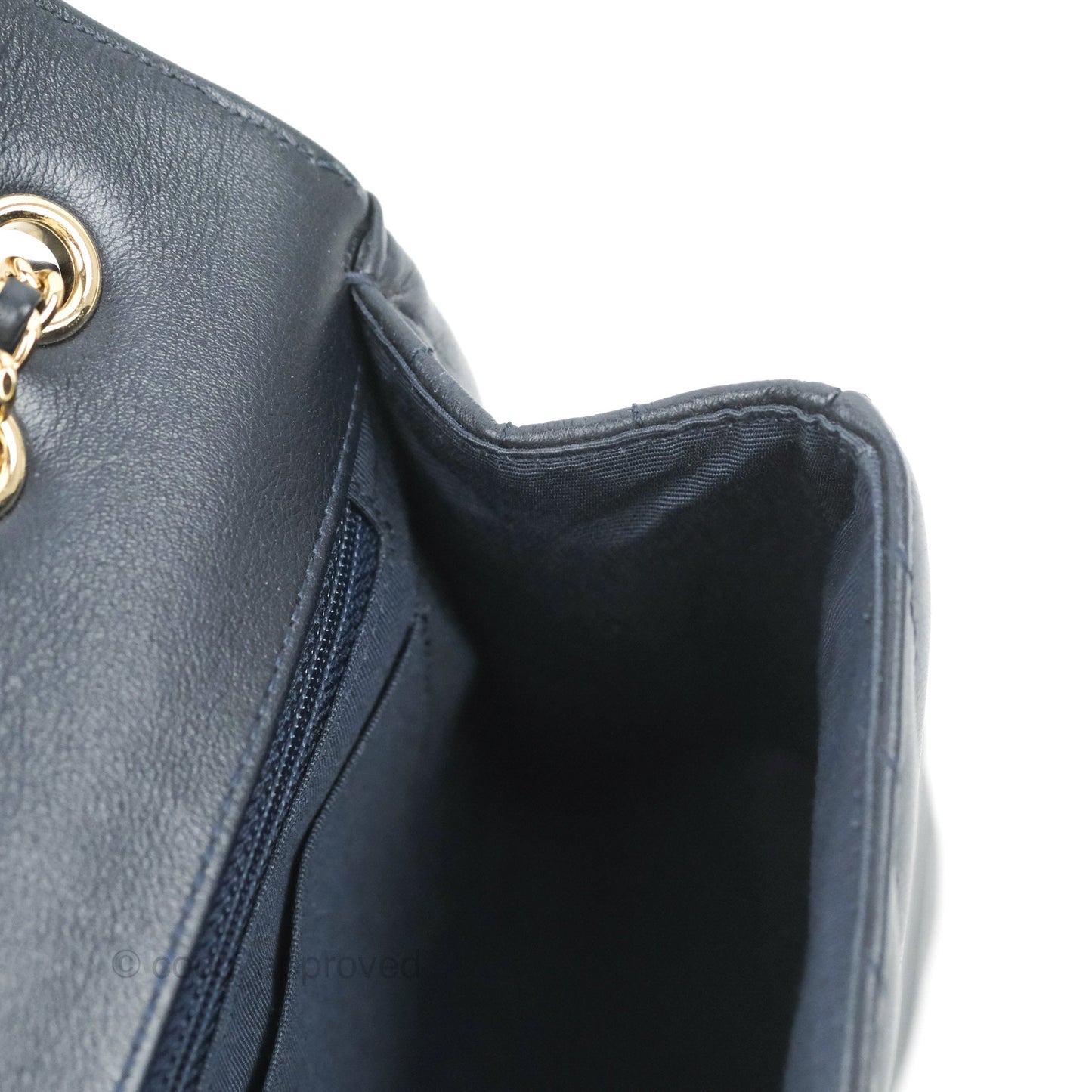 Chanel Medium Statement Chevron Flap Bag Navy Calfskin Gold Hardware