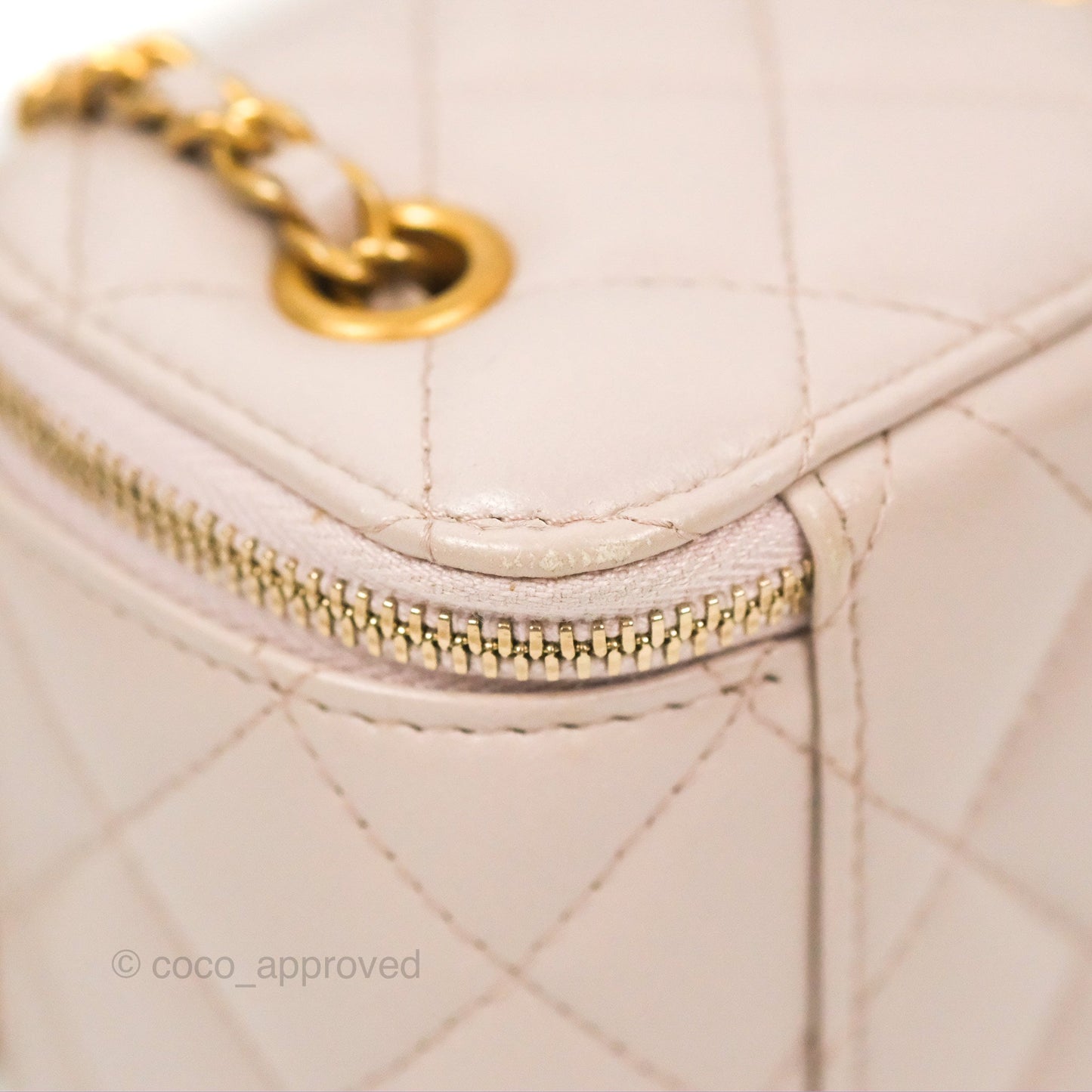Chanel Classic Pearl Crush Mini Vanity With Chain Lilac Pink Lambskin Aged Gold Hardware
