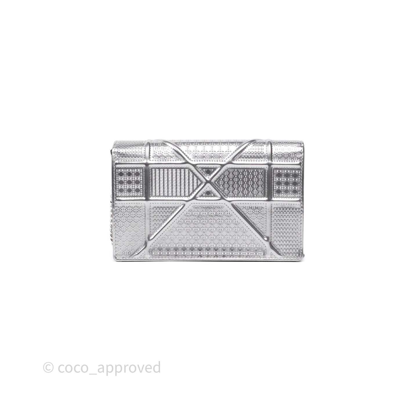 Christian Dior Diorama Wallet on Chain Metallic Silver