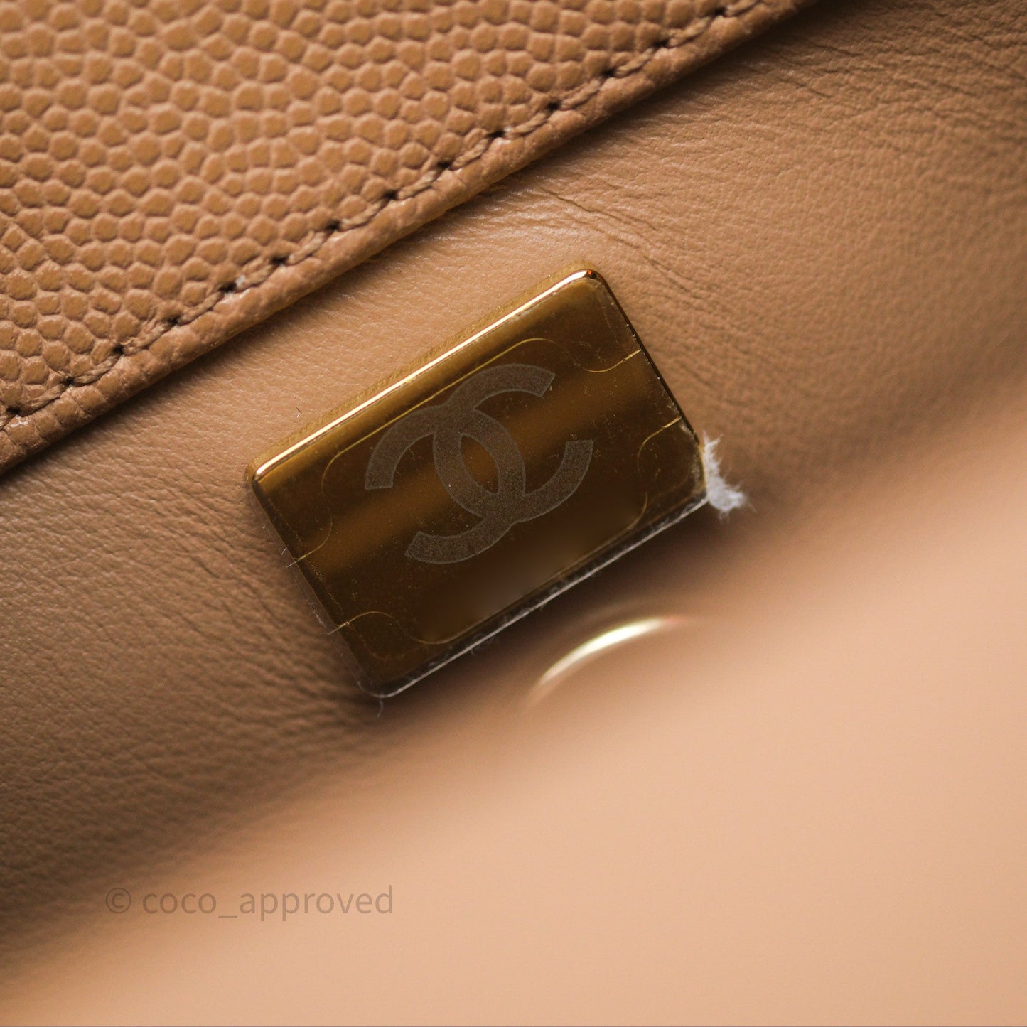 Chanel Small Coco Handle Quilted Dark Beige Caviar Gold Hardware