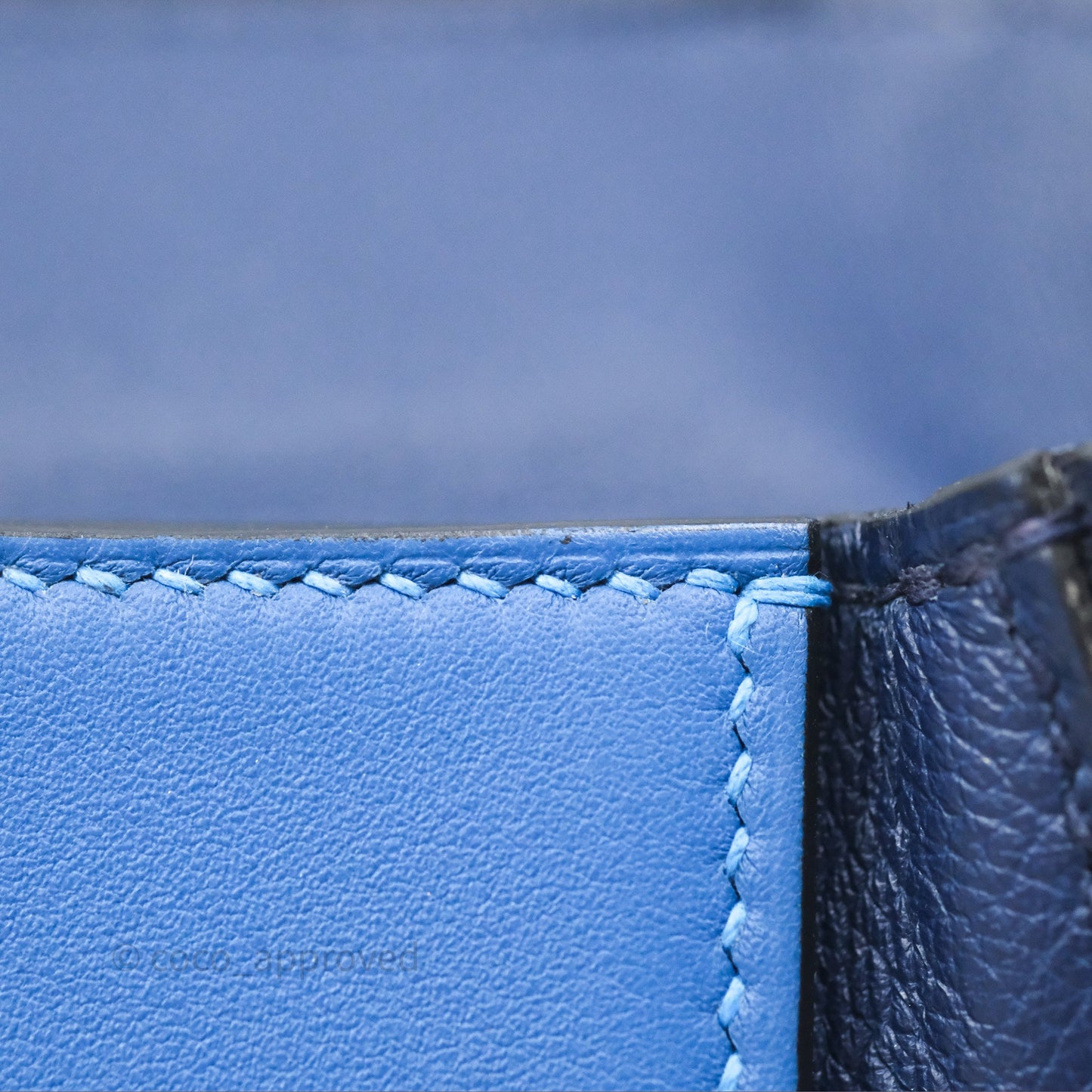 Hermès 24/24 21 Mini Bleu Saphir 73/ Bleu Indigo 76/ Bleu France 71 Evercolor/ Swift Palladium Hardware